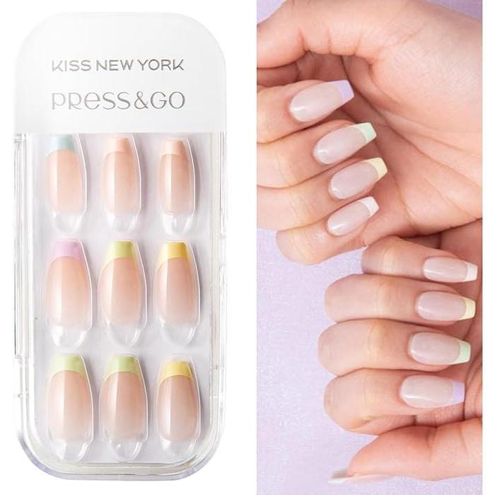 Kiss New York Official Store CPG Nail Tips – Easy One-Touch Installation, Press & Go Coffin, (CPG) 30 Pieces