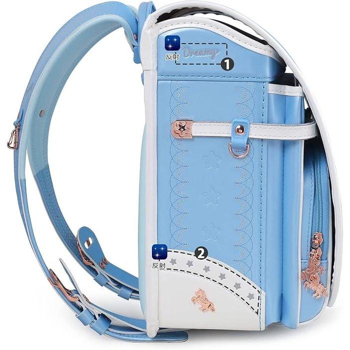 Coulomb Unicorn Japanese Randoseru School Backpack for Girls – Pearl Finish, A4 Compatible