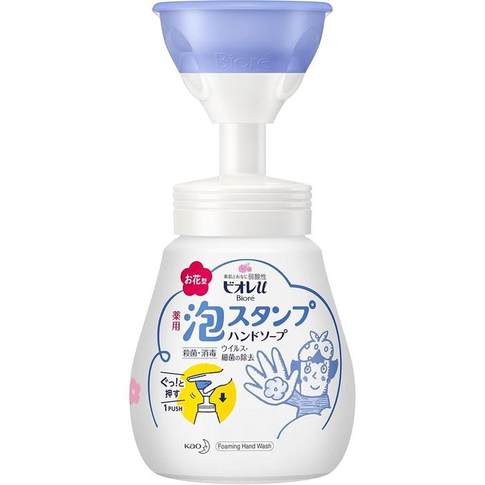 Biore U Foam Stamp Hand Soap Flower Shape 250ml – Antibacterial Foaming Hand Wash, Mild citrus scent [With alcohol]