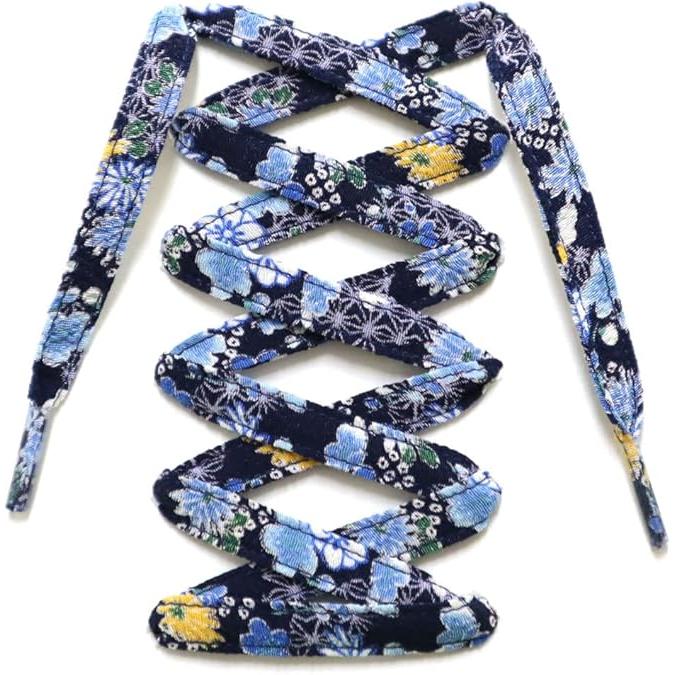 COCOLUCK Japanese Chirimen Shoelaces – 117cm Flat Laces for 5–6 Hole Sneakers, Stylish & Colorful, Souvenir Grand Prix Winner