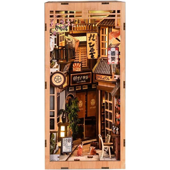Booknook Series Miniature DIY Kit – Alley waiting for Cats | LED Light | Handmade 3D Bookshelf Diorama