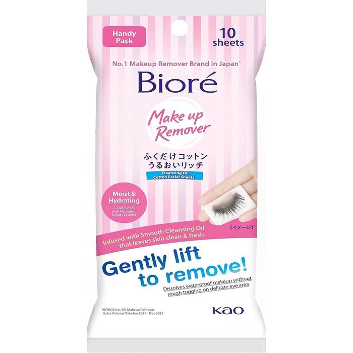 Bioré Moisturizing Cleansing Wipes Travel Size – Japanese Makeup Remover Sheets 10 Sheets (Non Alcohol)