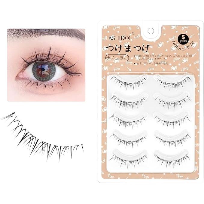 LASHIDOL Handmade Natural False Eyelashes – Thin Transparent Axis for Subtle, Beautiful Eye Corners