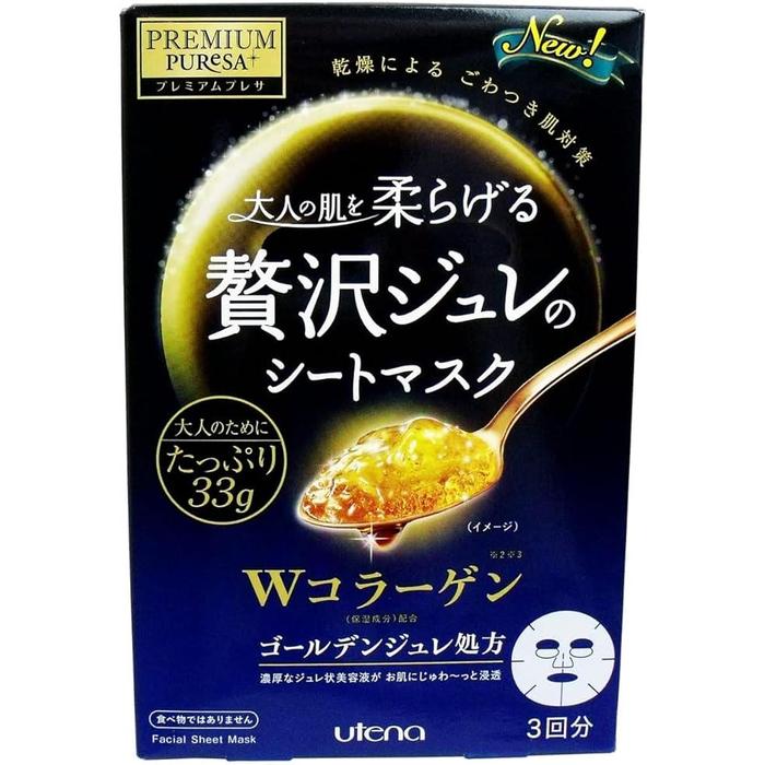 Premium Puresa Luxury Jelly Sheet Mask – Hydrating W Collagen Face Pack, 3 Sheets [Alcohol-Free]