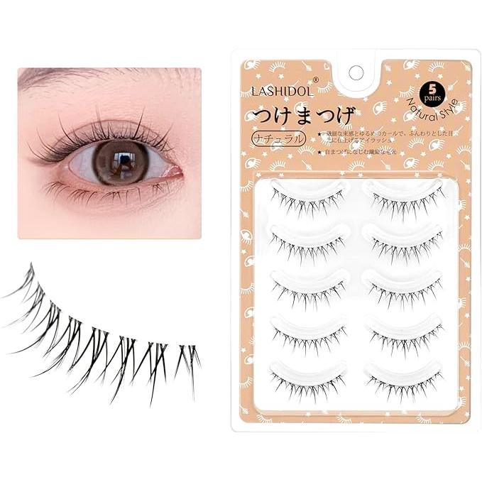 LASHIDOL Handmade Natural False Eyelashes – Thin Transparent Axis for Subtle, Beautiful Eye Corners