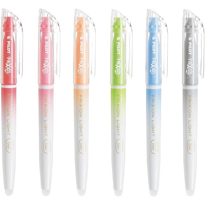 Pilot FriXion Light Erasable Highlighter 6-Color Set – Natural Shades, Heat Erasable Ink