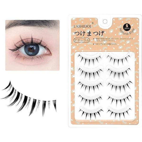 LASHIDOL Handmade Natural False Eyelashes – Thin Transparent Axis for Subtle, Beautiful Eye Corners
