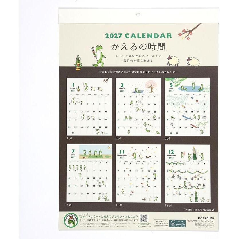 Calendario de Pared Frog Time (Kaeru no Jikan) 2027 – Greeting Life [Edición Japonesa]
