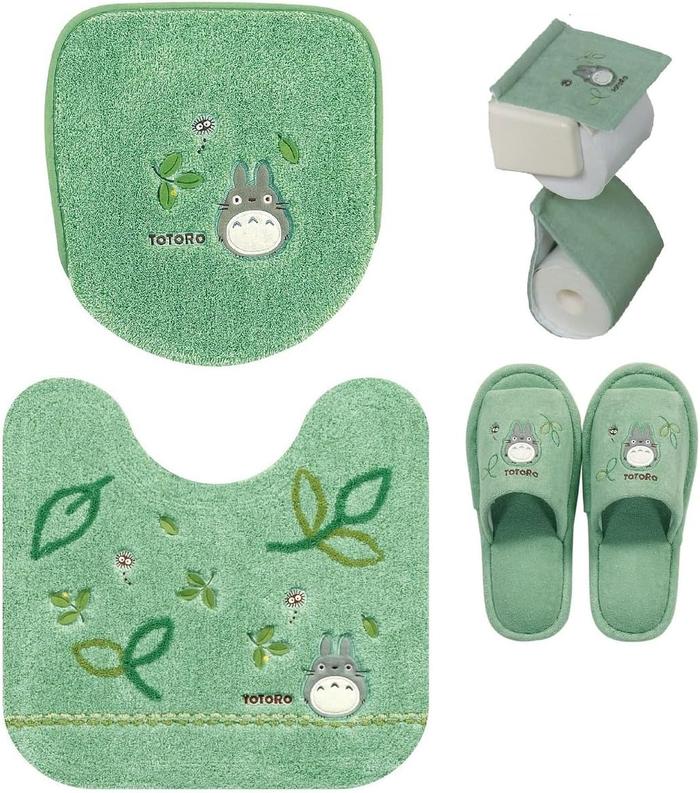 My Neighbor Totoro Toilet Mat – Antibacterial Acrylic, Non-Slip, Ghibli Bathroom Collection (Forest Green, 58 × 60 cm)