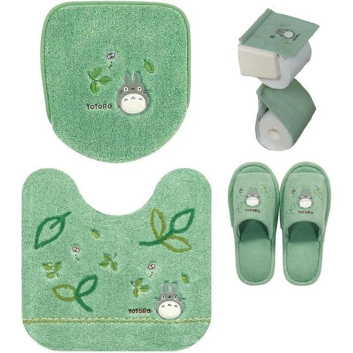 My Neighbor Totoro Toilet Mat – Antibacterial Acrylic, Non-Slip, Ghibli Bathroom Collection (Forest Green, 58 × 60 cm)