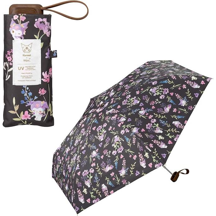 Wpc. Parasol Sanrio Characters x Wpc. Watercolor Flower Mini Saxophone (Kuromi) – Stylish & Protective Folding Umbrella