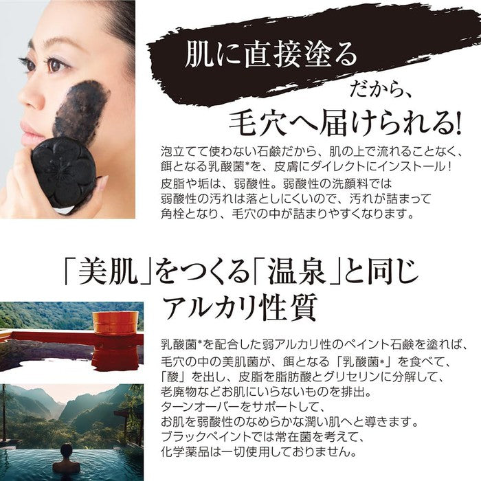 AWARD WINNING! High-class organic soap with active carbon and lactic acid bacteria (BLACK PAINT-KYOTO) 120g (No Alcohol)