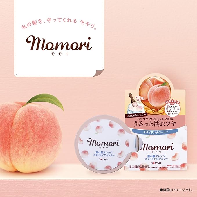 Momori Moisture Wet Styling Jelly – Glossy Peach Hair Gel for Dry Hair – 100g［Alcohol-free]