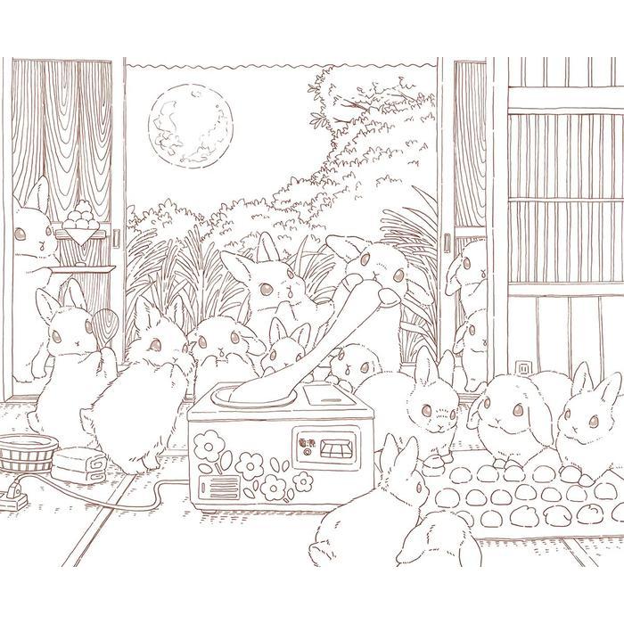 Rabbits and Nostalgic Japanese Scenery – KODAWARI Coloring Book Series