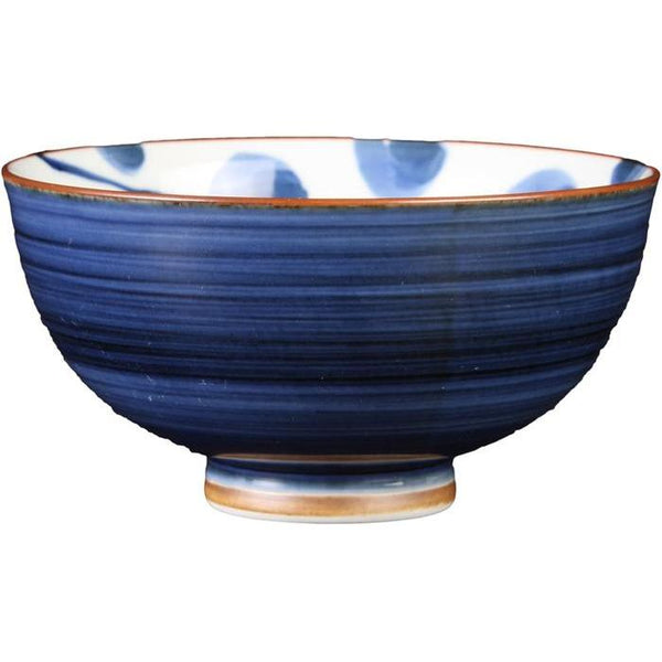 Hasami Ware Rice Bowl – Hyottoko Blue & White Design 12 cm | Saikai Toki