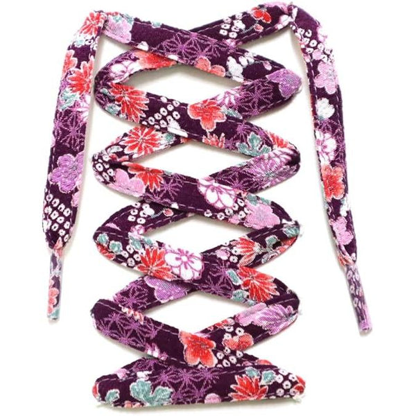 COCOLUCK Japanese Chirimen Shoelaces – 117cm Flat Laces for 5–6 Hole Sneakers, Stylish & Colorful, Souvenir Grand Prix Winner