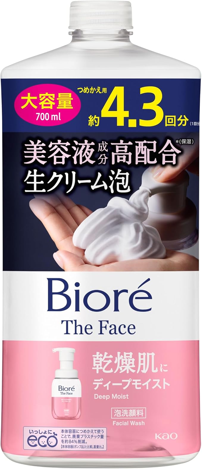 Biore The Face Deep Moist Foaming Facial Cleanser Refill 340ml/700ml [Alcohol-free]