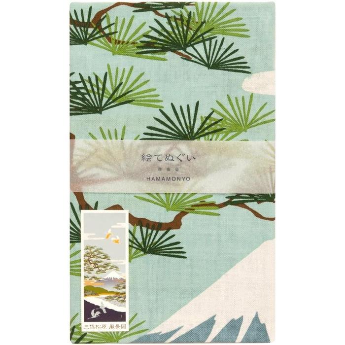 Tenugui towel with Hamamonyou (Miho no Matsubara Landscape) - (100% cotton)