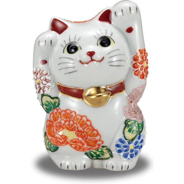 Kutani Ware – Stylish Two-Handed Maneki Neko (Lucky Cat)