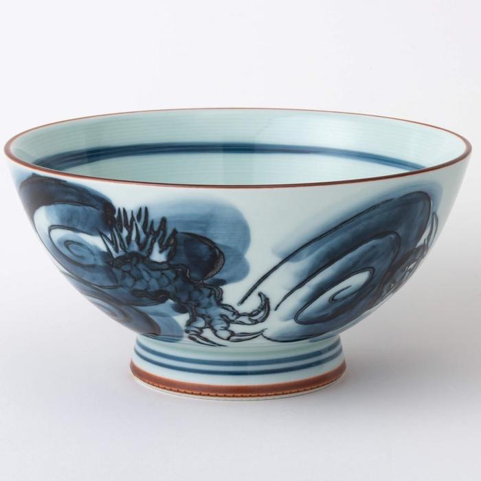 Hasami Ware Rice Bowl – Extra Large Dragon Motif