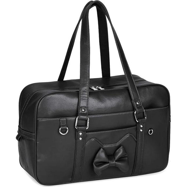 RAINSMORE Synthetic Leather School Bag – Large Capacity, Cute Bow Design, Ideal for High School Girls