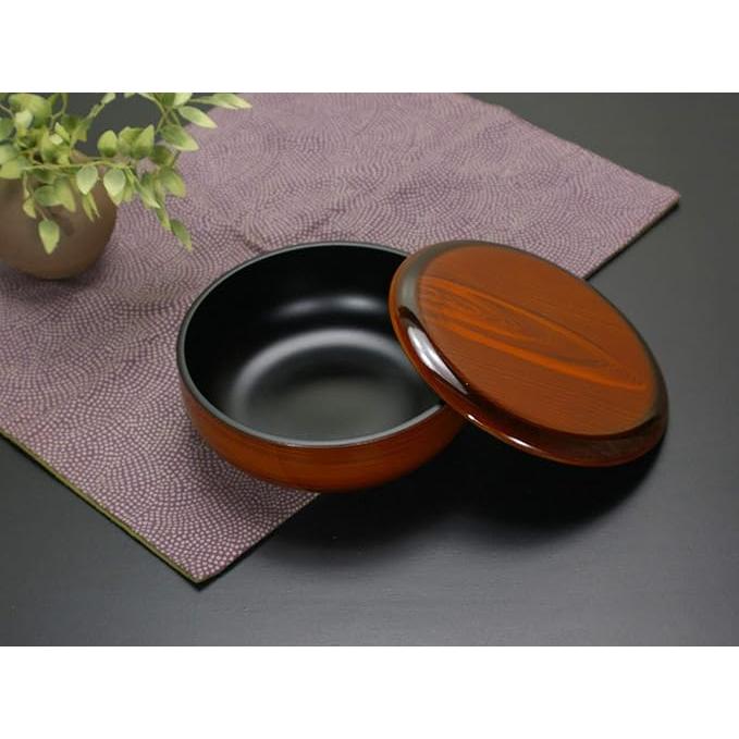 TATSU-CRAFT Pastry Container with Lid Heathered 18cm | Japanese Kishu Lacquerware Candy & Cookie Bowl