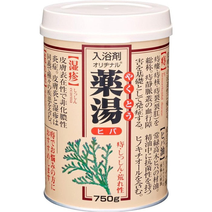 Original Yakuto Bathcolon Medicinal Hiba Bath Salt - Relaxing Bath Salt with Japanese Cypress Extract for Skin Soothing and Stress Relief 750g [No Alcohol]