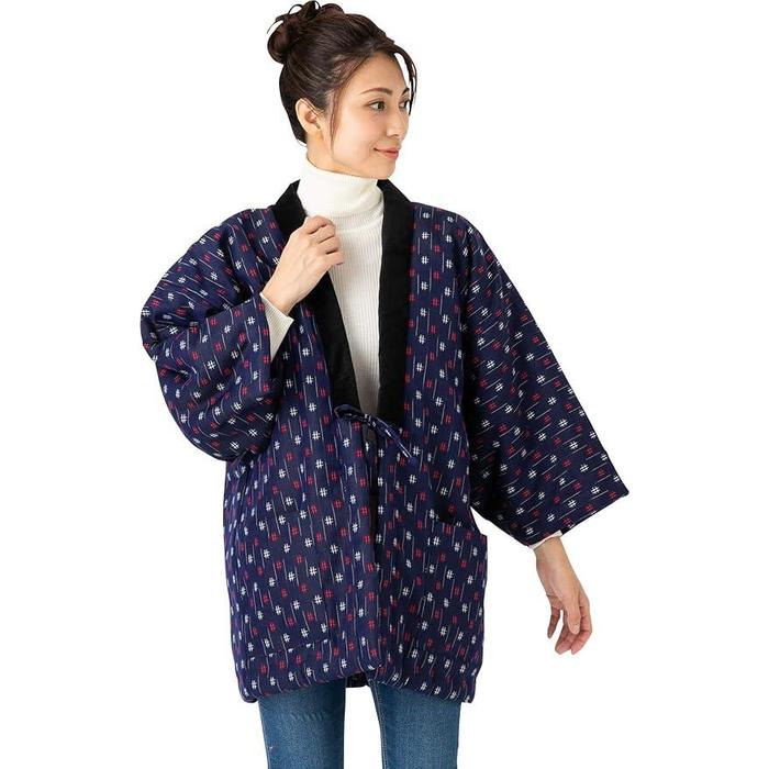 Women’s Kurume Hanten | Handmade Padded Slip-On Robe | Traditional Japanese Indoor Jacket