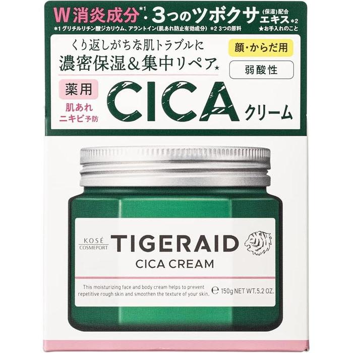 KOSE Tigeraid Medicated CICA Repair Cream (150 g) – Rich Moisturizing & Anti-Inflammatory Cream for Face & Body [Alcohol-free]