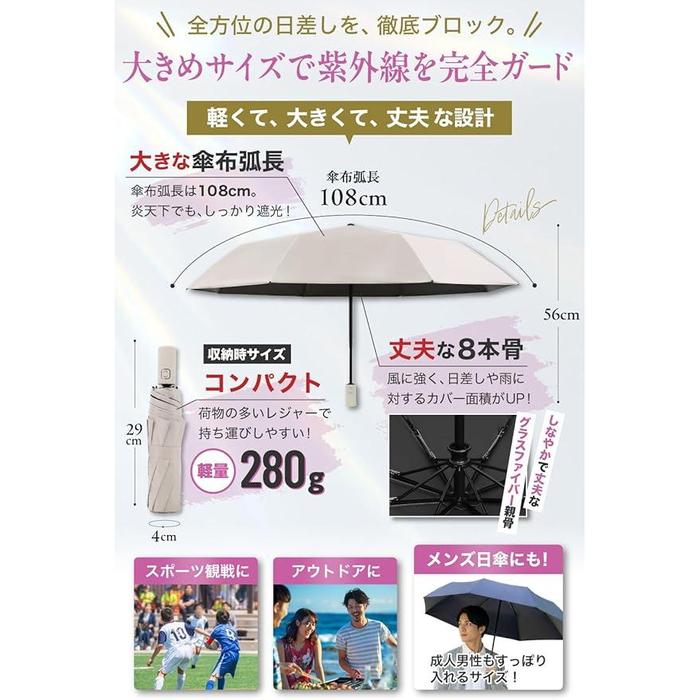 THE CLASSIC TOKYO UV Umbrella – 100% UV Cut Full Blackout Compact Folding Umbrella Automatic Open/Close Unisex