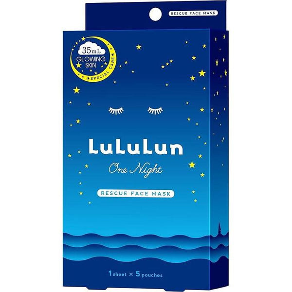 Lululun One Night Rescue Transparency Face Mask – UV Protection & Exfoliating, 5 Packs x 35mL [Alcohol-Free]