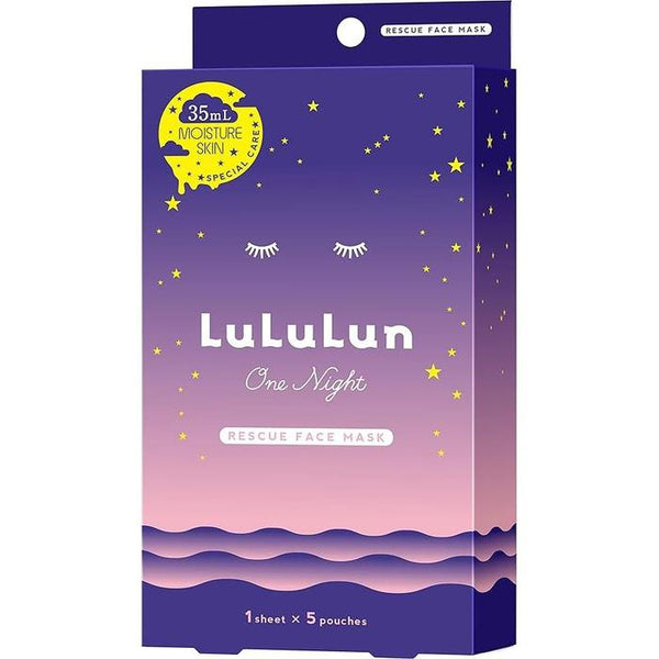 Lululun One Night Rescue Moisturizing Face Mask – Hydrating Treatment, 35mL x 5 Packs [Alcohol-Free]