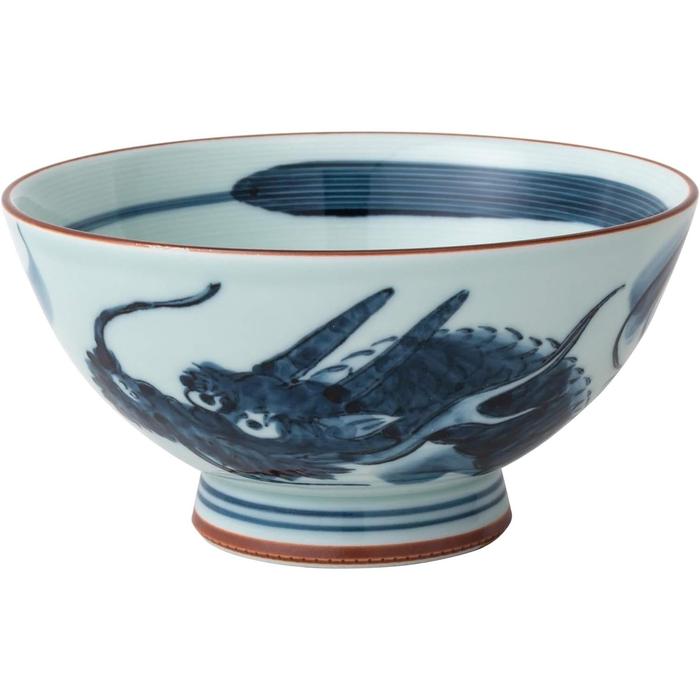 Hasami Ware Rice Bowl – Extra Large Dragon Motif