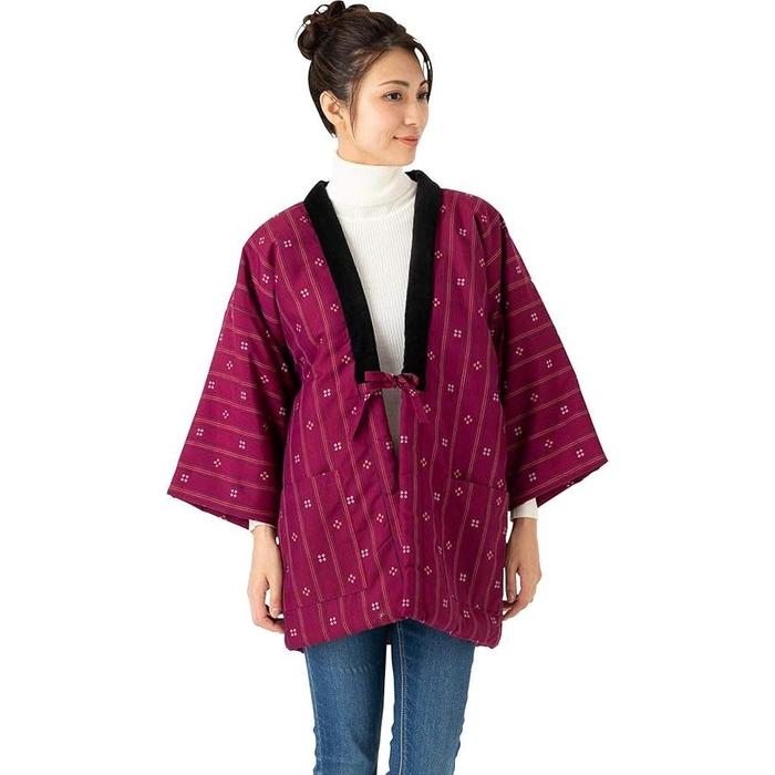 Women’s Kurume Hanten | Handmade Padded Slip-On Robe | Traditional Japanese Indoor Jacket