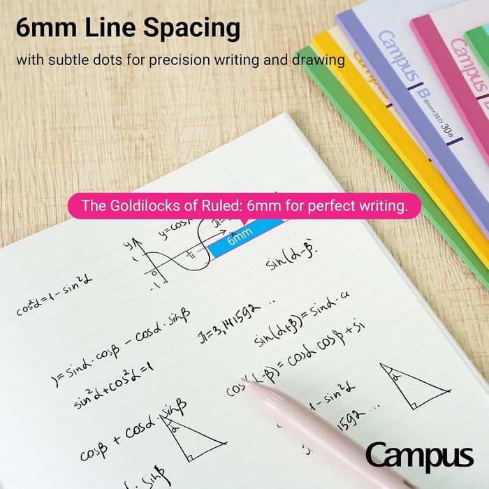 Kokuyo Campus Notebook B5 – Dotted 6 mm Ruled, 30 Sheets, 5-Pack