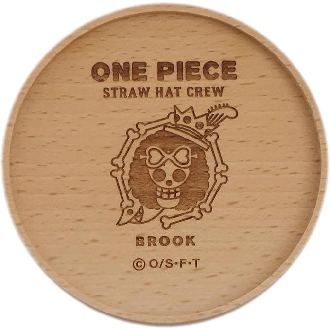One Piece Straw Hat Pirates Wooden Coaster – Laser-Engraved Natural Wood, Made in Japan