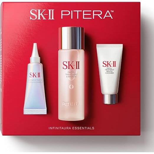 SK-II Pitera™ Infinite Aura Skincare Kit | Essence 75mL, Cleanser 20g & Whitening Serum 10mL – Brightening, Anti-Aging & Hydrating Trial Gift Set with Niacinamide［Alcohol-free]