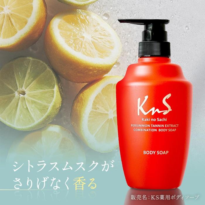 Kaki no Sachi (KnS) Medicated Persimmon Deodorant Body Soap for Men 450mL – Aging Odor & Body Odor Care [With alcohol]