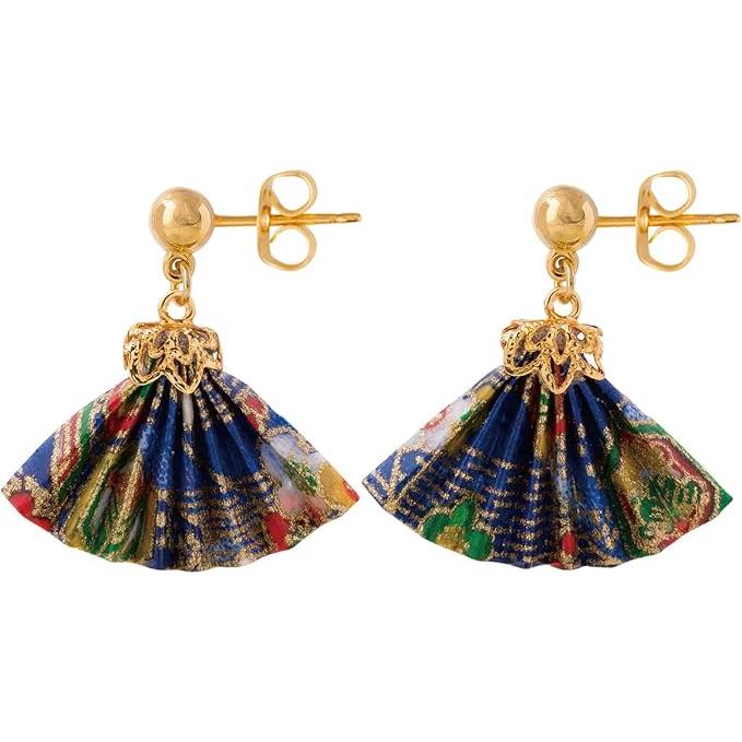Noren Women’s Origami Earrings – Japanese Washi Origami Cranes, Fans, and Shuriken, Handmade, Hypoallergenic Surgical Stainless Steel