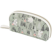 Moomin Glasses Case Pouch Green with Zipper & Cleaning Cloth (Moomin & Little My)