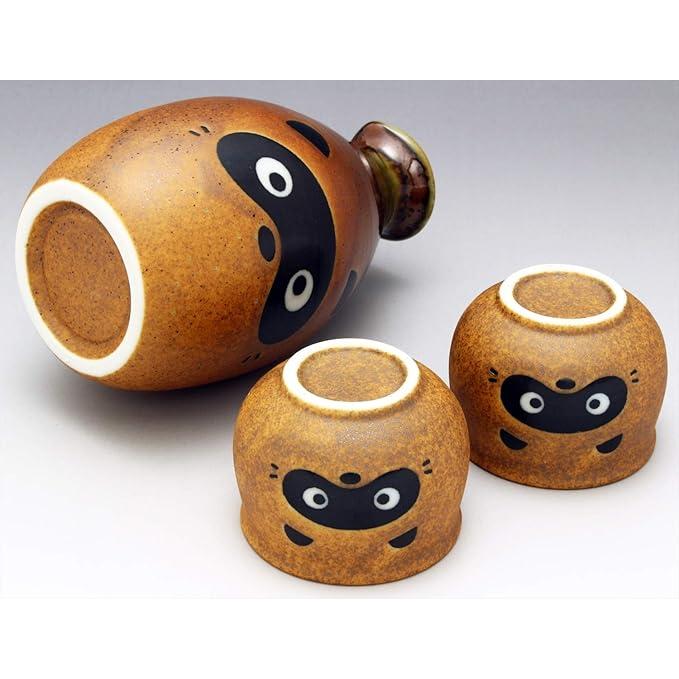Setoyaki Tanuki Sake Set – Tokkuri & Cups | Japanese Porcelain Sake Set, 270ml, Made in Japan