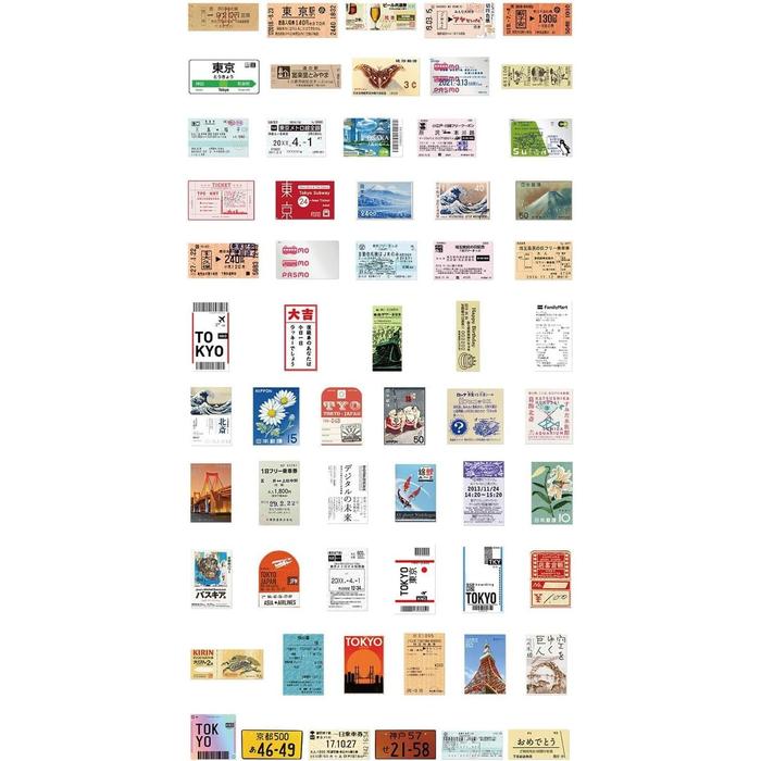 60-Piece Japan Ticket & Boarding Pass Sticker Set – Stylish Waterproof Stickers for Suitcases, Phones, Bottles & More