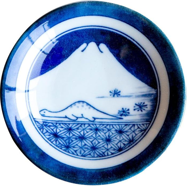 Awasaka “Edokko Dinosaur” Fuji dinosaur Mamezara – 9 cm Small Soy Sauce Plate | Japanese Ceramic