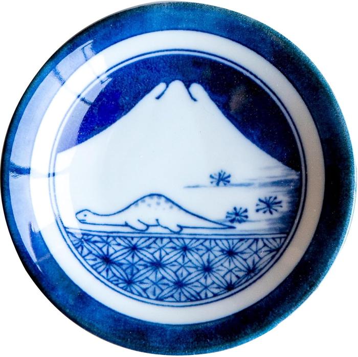 Awasaka “Edokko Dinosaur” Fuji dinosaur Mamezara – 9 cm Small Soy Sauce Plate | Japanese Ceramic