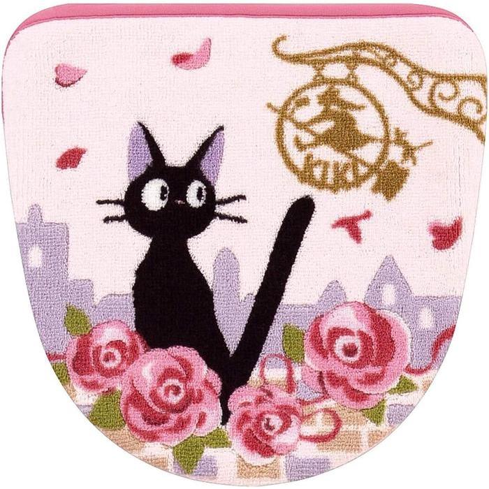 Kiki’s Delivery Service Jiji Toilet Mat – Antibacterial Acrylic, Non-Slip, Ghibli Bathroom Collection (Pink, 60 × 60 cm)