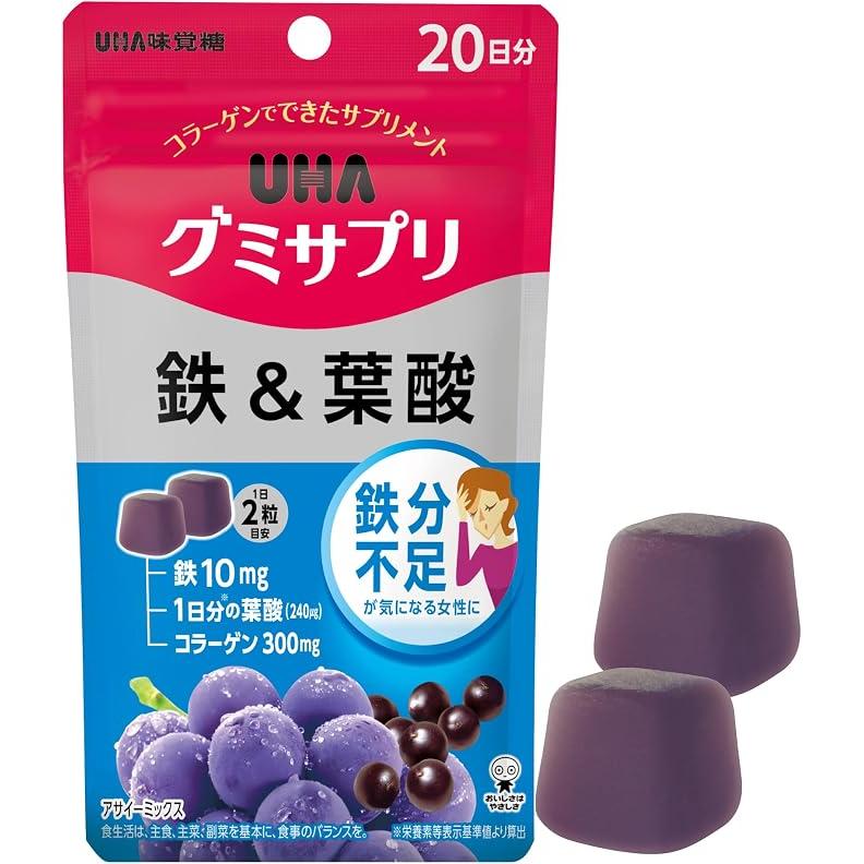 UHA Gummy Supplement Iron & Folic Acid – Acai Mix Flavor, 20-Day Supply