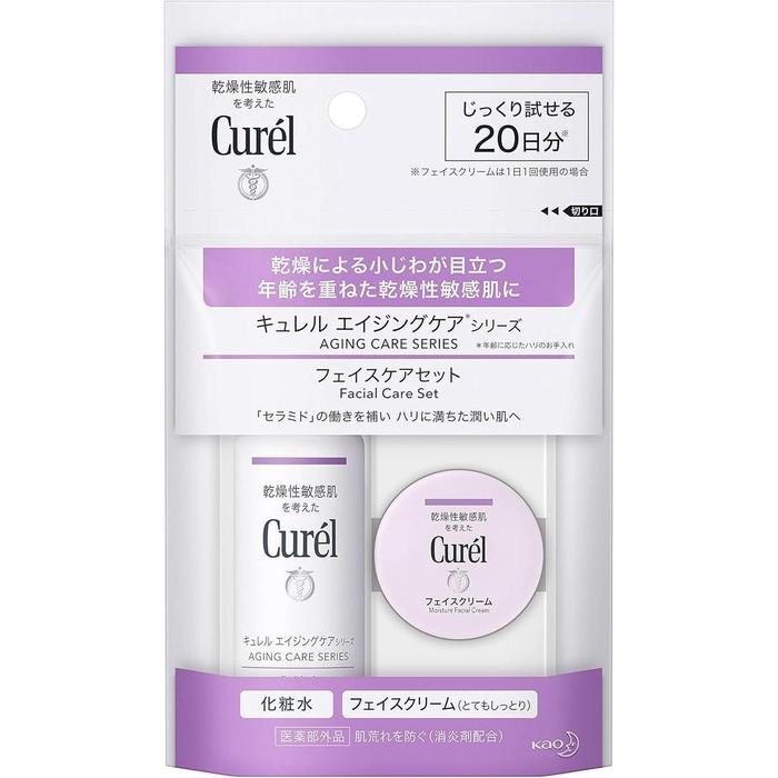 Curél Aging Care Trial Set – Lotion + Face Cream, 30ml + 10g [Alcohol-free]