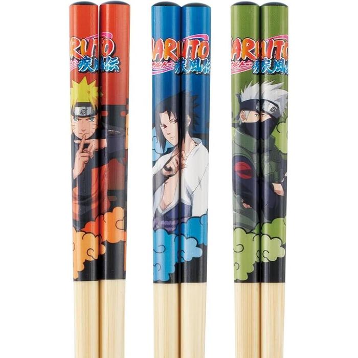 Skater NARUTO Bamboo Chopsticks Set – 21 cm (3 Pairs)