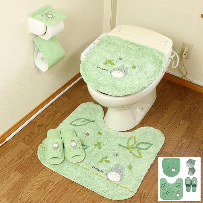 My Neighbor Totoro Toilet Mat – Antibacterial Acrylic, Non-Slip, Ghibli Bathroom Collection (Forest Green, 58 × 60 cm)