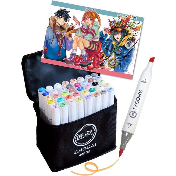 Takumi Aya Marker Pen, Supervised By A Professional Artist, 36 Colors, 40 Pieces Illustration Marker, Brush Type, Alcohol Marker Set